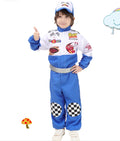 Kids Boys Halloween Racer Cosplay Red Race Car Driver Uniform Children`