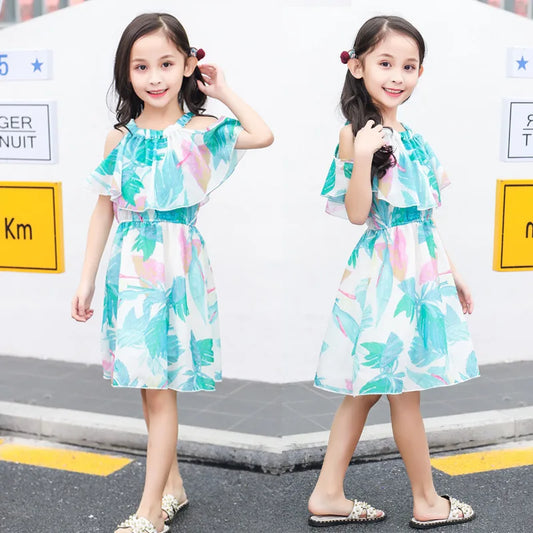 Girls Summer Floral Beach Dress - Bohemian Princess Costume for Ages 5-12 Years