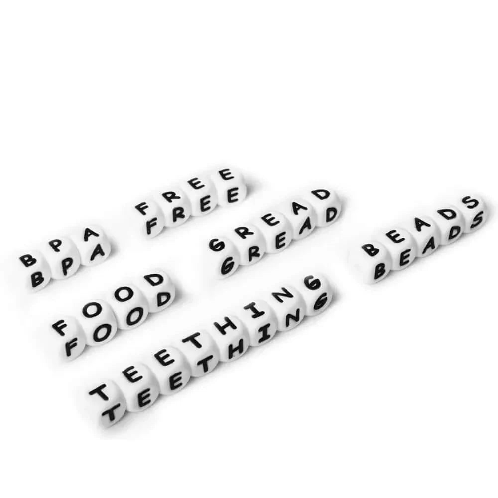 silicone beads english alphabet beads