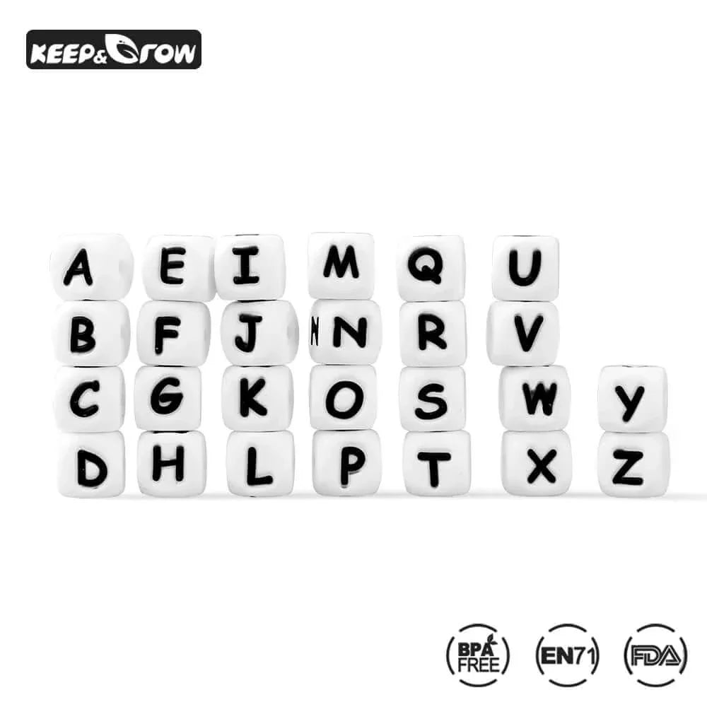silicone beads english alphabet beads