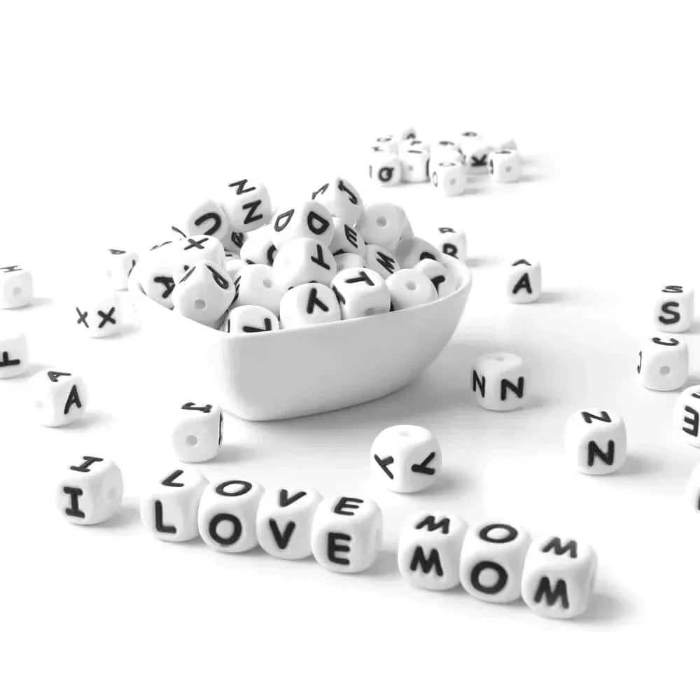 silicone beads english alphabet beads