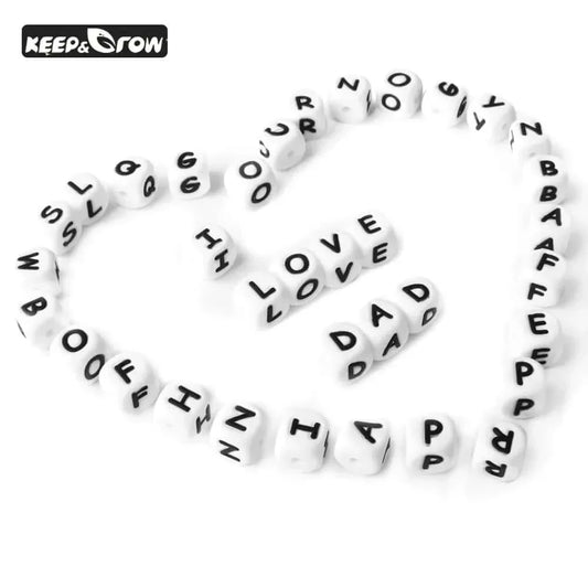 silicone beads english alphabet beads