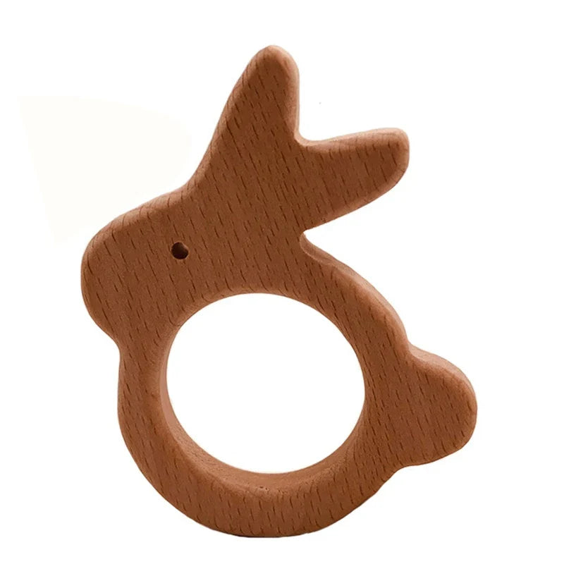 1pc BPA Free Beach Wood Baby Teether Leaf Shape Wooden Newborn Teething Ring Unfinished Baby Grasping Montessori Bracelet Toys