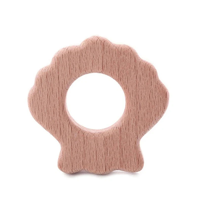 1pc BPA Free Beach Wood Baby Teether Leaf Shape Wooden Newborn Teething Ring Unfinished Baby Grasping Montessori Bracelet Toys