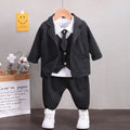 solid color Plaid gentleman suit set boy'                             