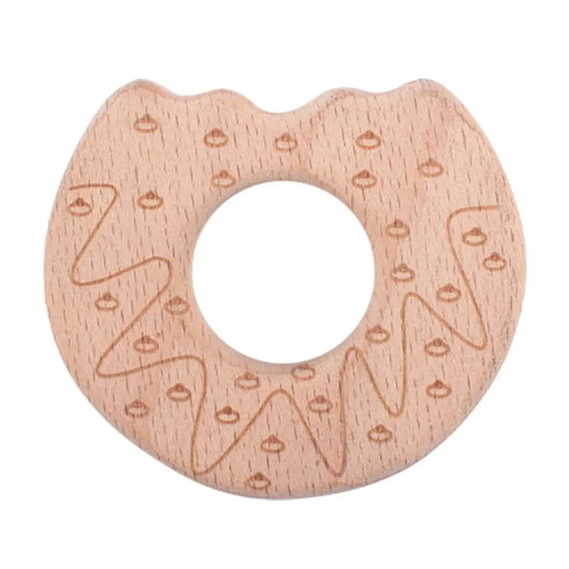 1pc BPA Free Beach Wood Baby Teether Leaf Shape Wooden Newborn Teething Ring Unfinished Baby Grasping Montessori Bracelet Toys