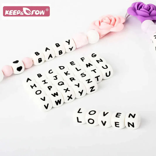 silicone beads english alphabet beads