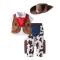 3PCS Toddler Baby Boy Girl Clothes Sets Carnival Fancy Dress Party Costume Cowboy Outfit Romper +Hat+Scarf Sets