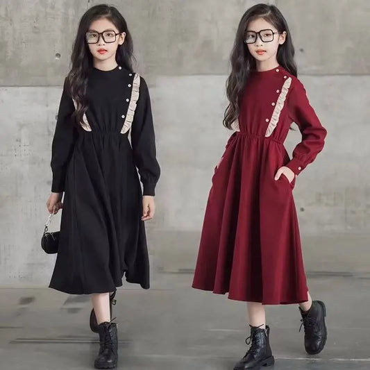 Girls Fashion Long Sleeve Princess Dress - Spring/Autumn Ball Gown for Ages 4-14 Years