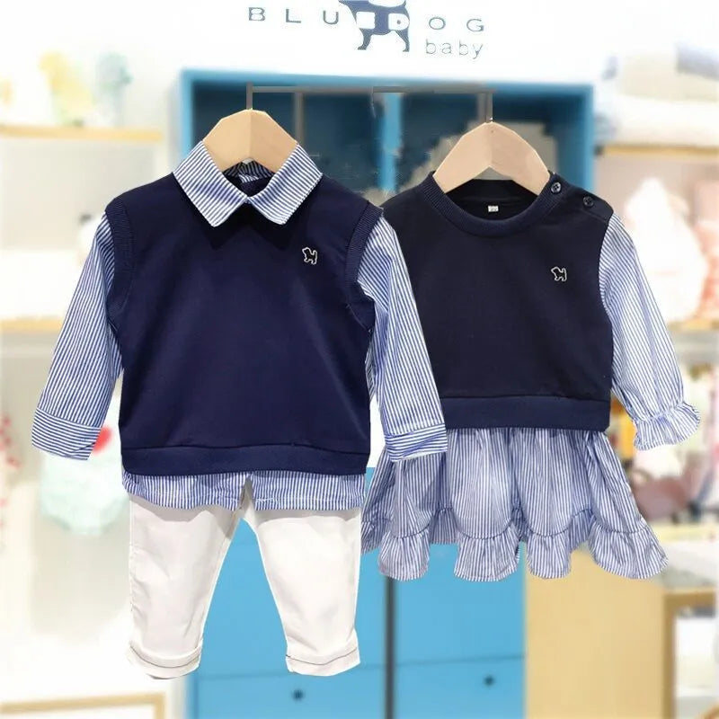 Autumn Korean Style Brother and Sister Fashion Suit - Trendy Kids Clothing Set