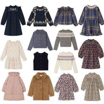BP 2023 AW Kids Dress for Girls Cute Plaid Embroidery Long Sleeve Princess Dress 3-16 Years