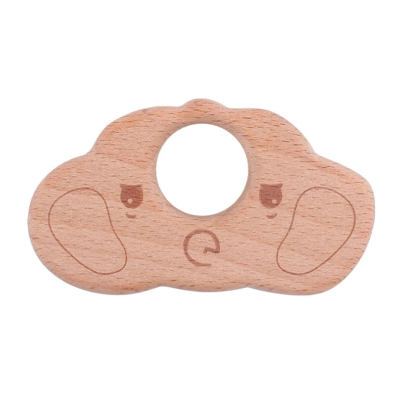 1pc BPA Free Beach Wood Baby Teether Leaf Shape Wooden Newborn Teething Ring Unfinished Baby Grasping Montessori Bracelet Toys