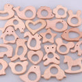 1pc BPA Free Beach Wood Baby Teether Leaf Shape Wooden Newborn Teething Ring Unfinished Baby Grasping Montessori Bracelet Toys