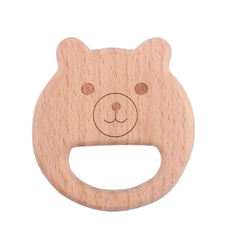 1pc BPA Free Beach Wood Baby Teether Leaf Shape Wooden Newborn Teething Ring Unfinished Baby Grasping Montessori Bracelet Toys