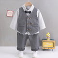 solid color Plaid gentleman suit set boy'