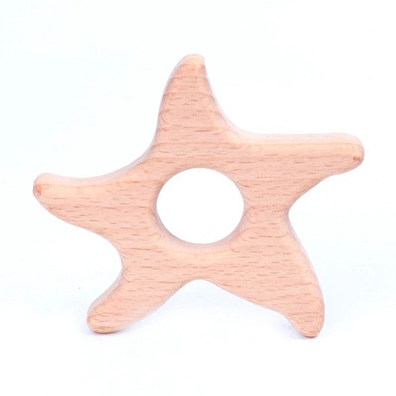 1pc BPA Free Beach Wood Baby Teether Leaf Shape Wooden Newborn Teething Ring Unfinished Baby Grasping Montessori Bracelet Toys