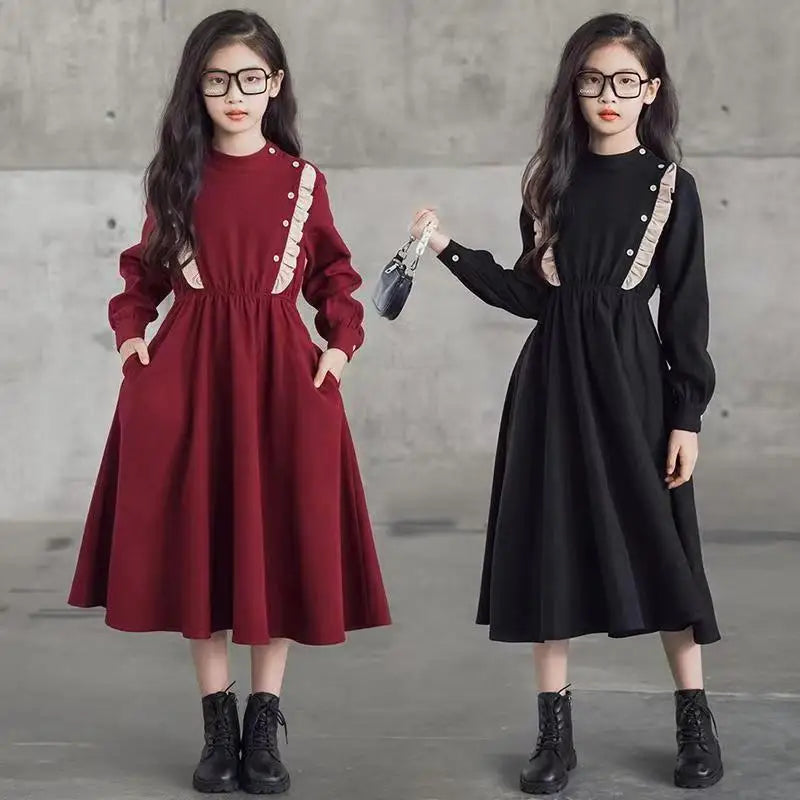 Girls Fashion Long Sleeve Princess Dress - Spring/Autumn Ball Gown for Ages 4-14 Years