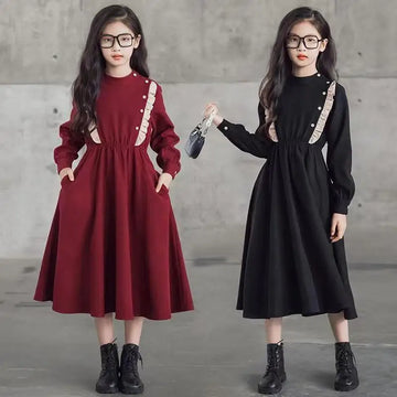 Girls Fashion Long Sleeve Princess Dress - Spring/Autumn Ball Gown for Ages 4-14 Years