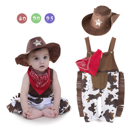 3PCS Toddler Baby Boy Girl Clothes Sets Carnival Fancy Dress Party Costume Cowboy Outfit Romper +Hat+Scarf Sets3PCS Toddler Baby Boy Girl Clothes Sets Carnival Fancy Dress Party Costume Cowboy Outfit Romper +Hat+Scarf Sets