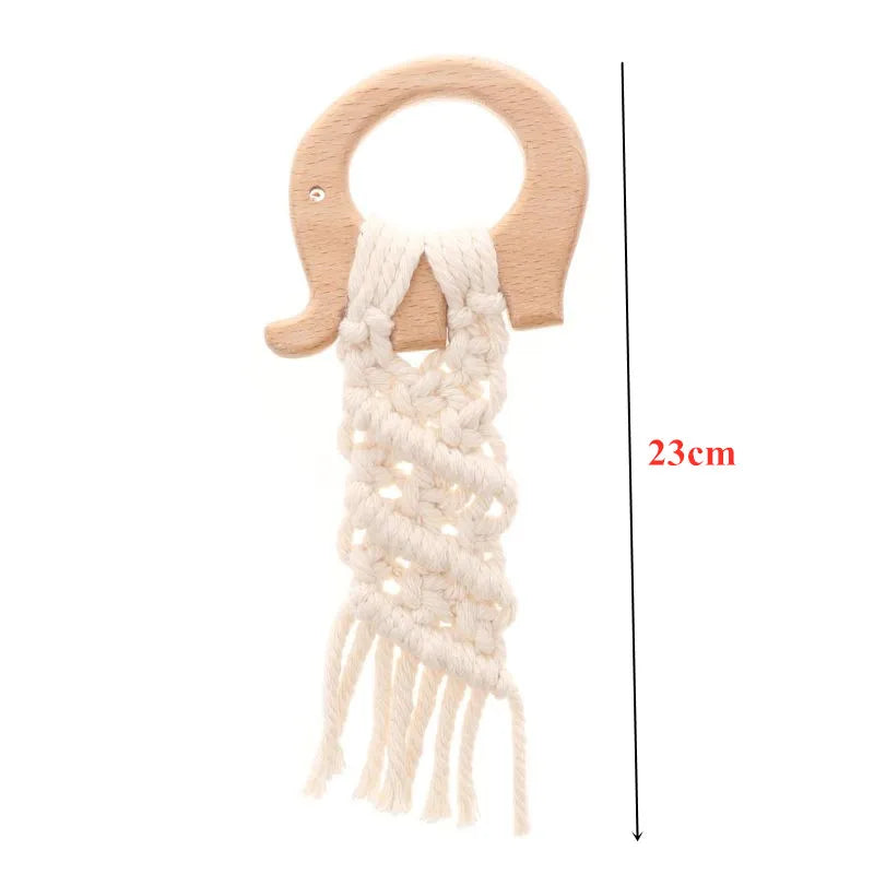 1pc BPA Free Beach Wood Baby Teether Leaf Shape Wooden Newborn Teething Ring Unfinished Baby Grasping Montessori Bracelet Toys