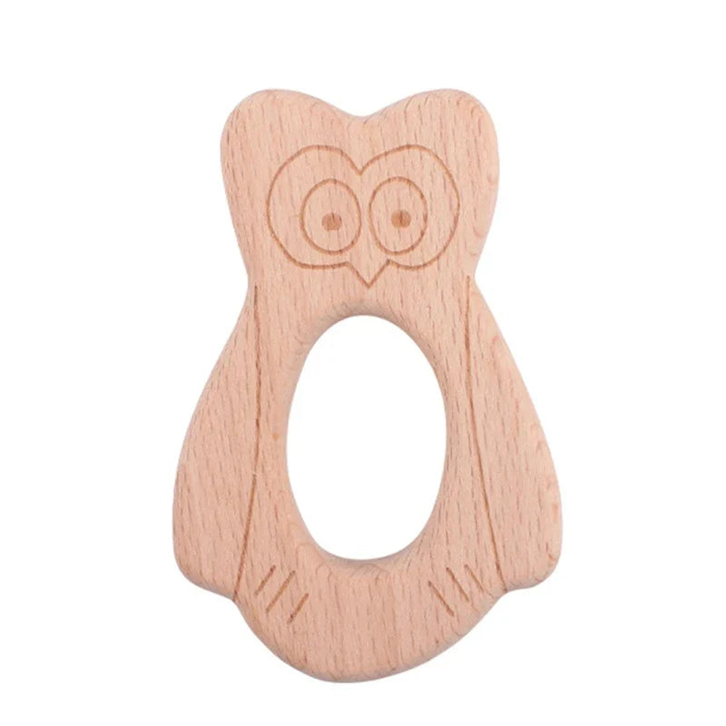 1pc BPA Free Beach Wood Baby Teether Leaf Shape Wooden Newborn Teething Ring Unfinished Baby Grasping Montessori Bracelet Toys