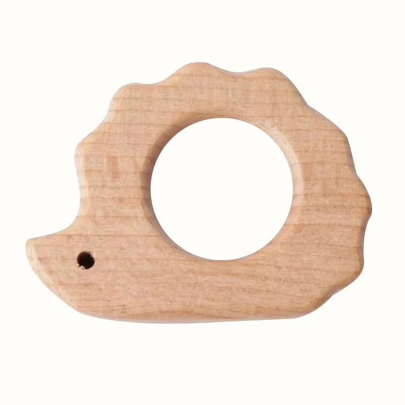 1pc BPA Free Beach Wood Baby Teether Leaf Shape Wooden Newborn Teething Ring Unfinished Baby Grasping Montessori Bracelet Toys