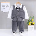 solid color Plaid gentleman suit set boy'