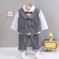 solid color Plaid gentleman suit set boy'