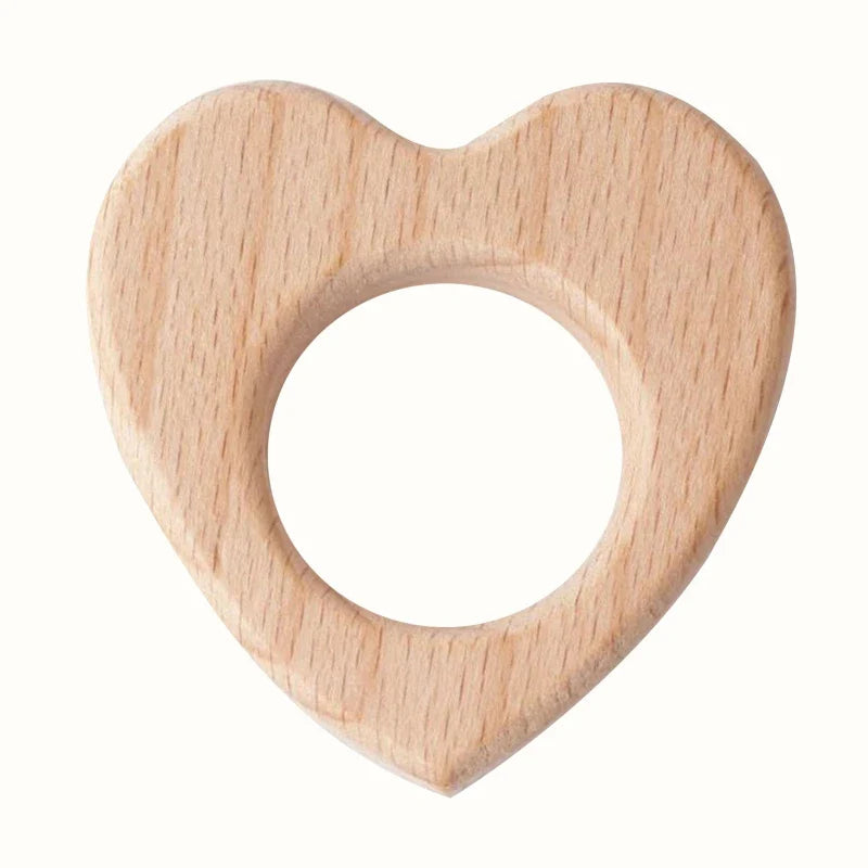 1pc BPA Free Beach Wood Baby Teether Leaf Shape Wooden Newborn Teething Ring Unfinished Baby Grasping Montessori Bracelet Toys