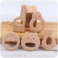 1pc BPA Free Beach Wood Baby Teether Leaf Shape Wooden Newborn Teething Ring Unfinished Baby Grasping Montessori Bracelet Toys