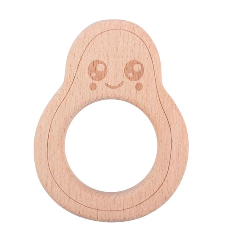 1pc BPA Free Beach Wood Baby Teether Leaf Shape Wooden Newborn Teething Ring Unfinished Baby Grasping Montessori Bracelet Toys