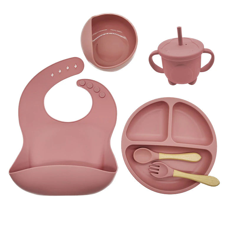 suction cups, forks, spoons, bibs, straws, cups