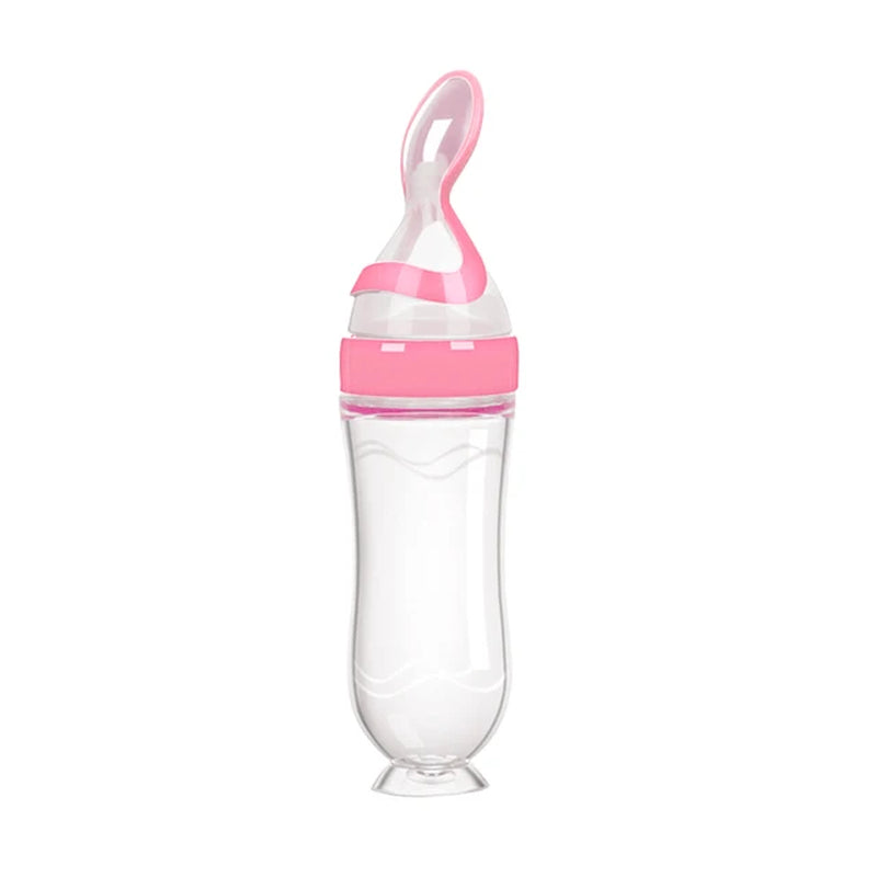 Safe Useful Silicone Baby Bottle with Spoon Food Supplement Rice Cereal Bottles Squeeze Spoon Milk Feeding Bottle Cup