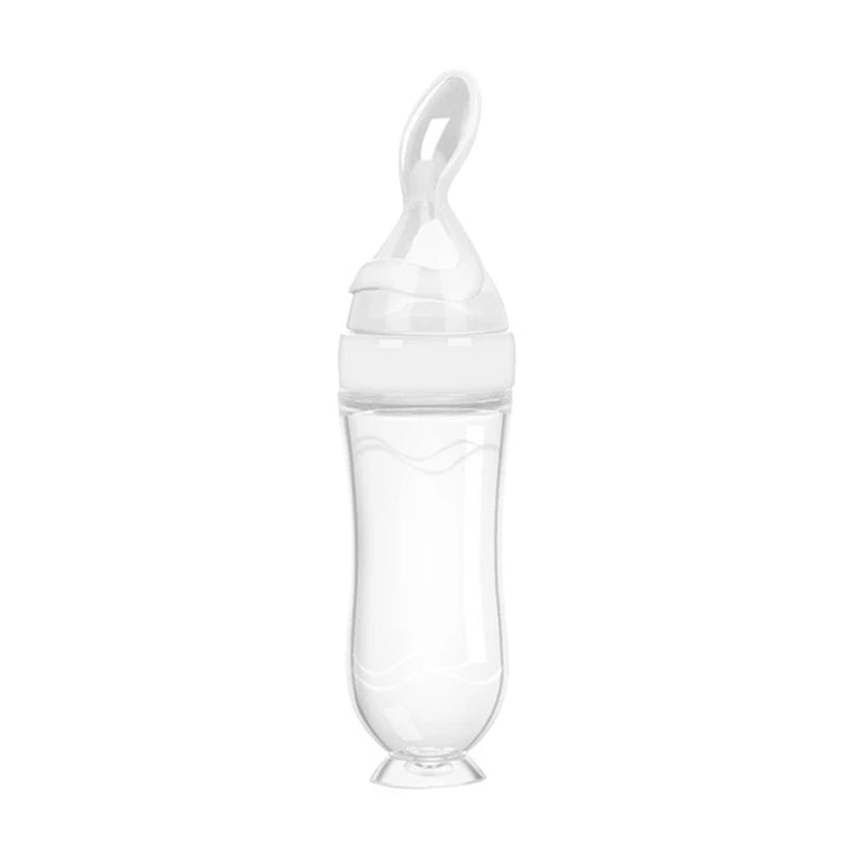 Safe Useful Silicone Baby Bottle with Spoon Food Supplement Rice Cereal Bottles Squeeze Spoon Milk Feeding Bottle Cup