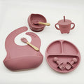 suction cups, forks, spoons, bibs, straws, cups