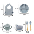 suction cups, forks, spoons, bibs, straws, cups