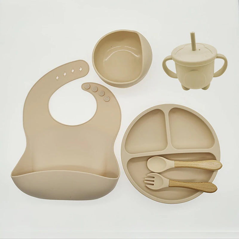 suction cups, forks, spoons, bibs, straws, cups