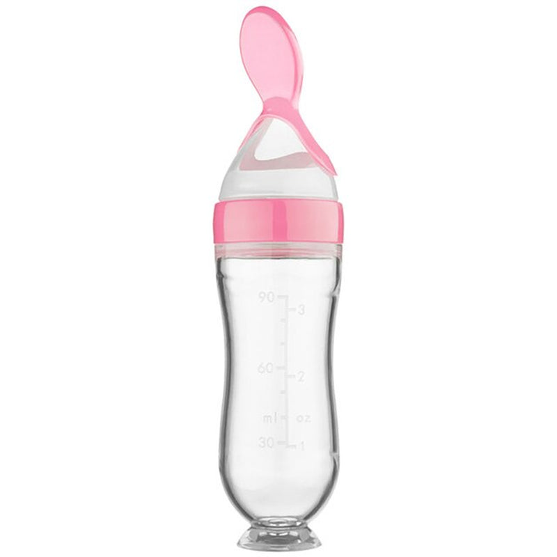 Squeezing Feeding Bottle Silicone Newborn Baby Training Rice Cereal Food Spoon Supplement Feeder Safe Useful Tableware for Kids