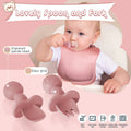 suction cups, forks, spoons, bibs, straws, cups