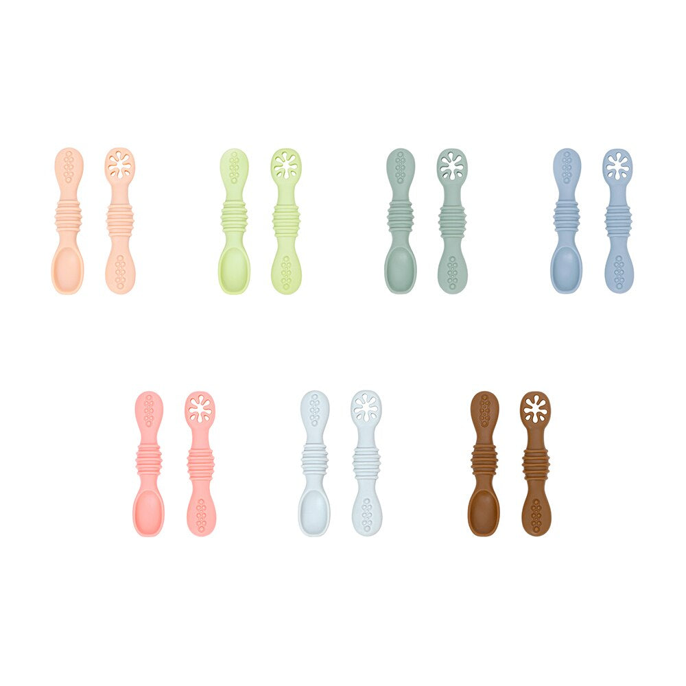 food-grade silicone baby spoon fork set - soft cutlery