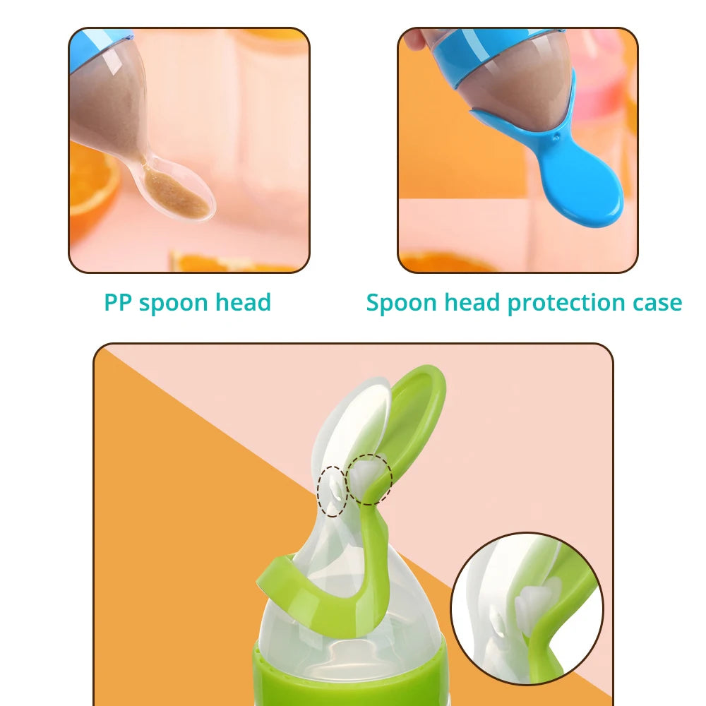 spoon food supplement rice cereal bottles squeeze spoon milk feeding bottle cup