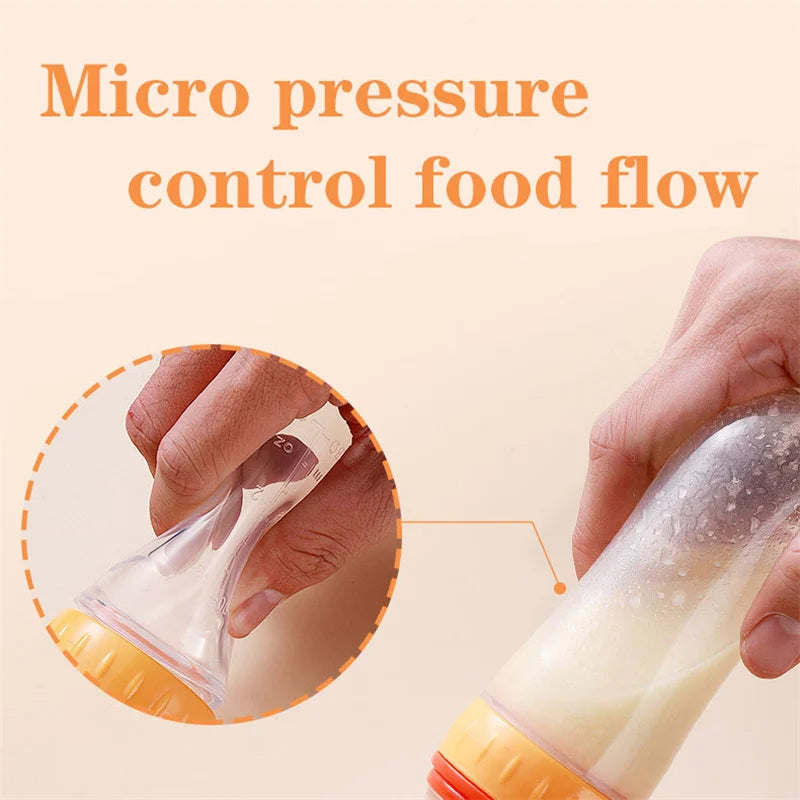 Safe Useful Silicone Baby Bottle with Spoon Food Supplement Rice Cereal Bottles Squeeze Spoon Milk Feeding Bottle Cup