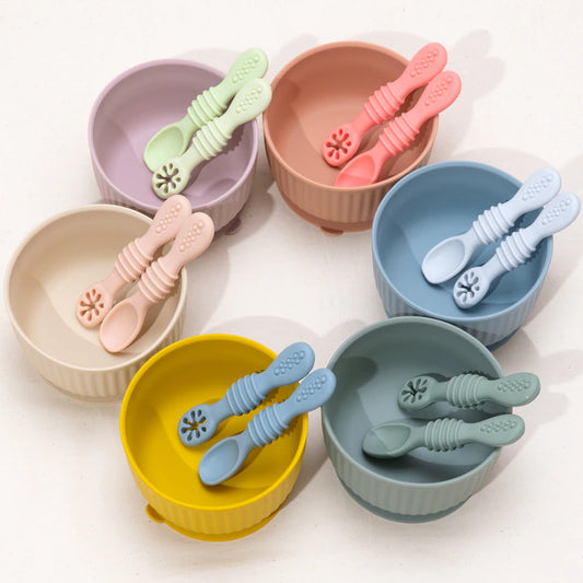 Baby Spoon Fork Set Food Grade Silicone Sticky Spoon Children Cutlery Training Spoon Feeding Tableware Soft Kitchen Accessories