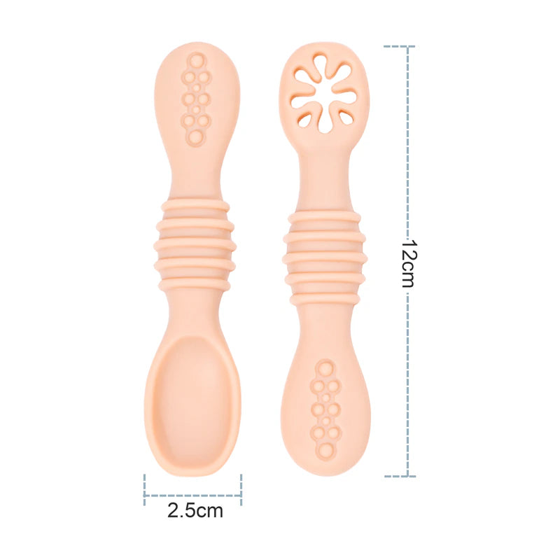 food-grade silicone baby spoon fork set - soft cutlery