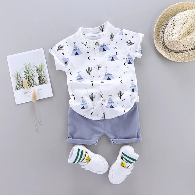 Baby Clothes Cool Pyramid Summer Short-Sleeved Shirt Set