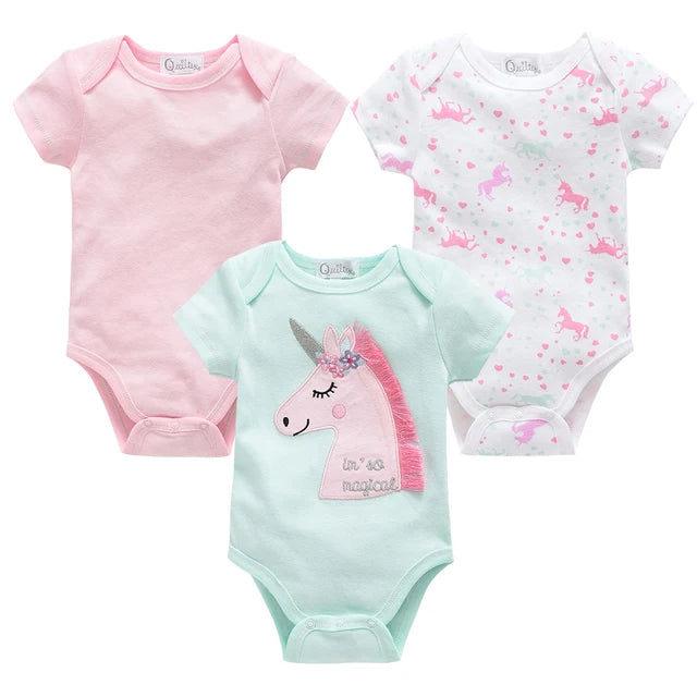 Baby Girls Clothes 3 6 Pcs/Lot Pour Nouveaux Cotton Short Sleeve Girl Bodysuit 0-12 Months Newborn Boys Clothing Toddler