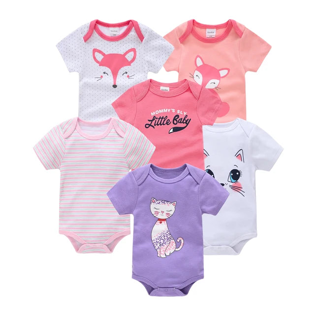 Baby Girls Clothes 3 6 Pcs/Lot Pour Nouveaux Cotton Short Sleeve Girl Bodysuit 0-12 Months Newborn Boys Clothing Toddler