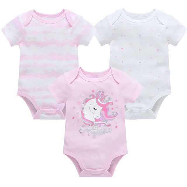 Baby Girls Clothes 3 6 Pcs/Lot Pour Nouveaux Cotton Short Sleeve Girl Bodysuit 0-12 Months Newborn Boys Clothing Toddler