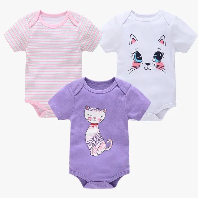 Baby Girls Clothes 3 6 Pcs/Lot Pour Nouveaux Cotton Short Sleeve Girl Bodysuit 0-12 Months Newborn Boys Clothing Toddler