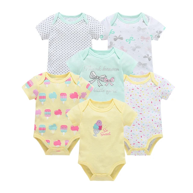 Baby Girls Clothes 3 6 Pcs/Lot Pour Nouveaux Cotton Short Sleeve Girl Bodysuit 0-12 Months Newborn Boys Clothing Toddler